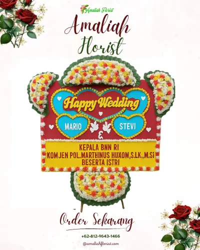 Karangan Papan Bunga Pernikahan di Bandara Hasan Sadikin Bandung